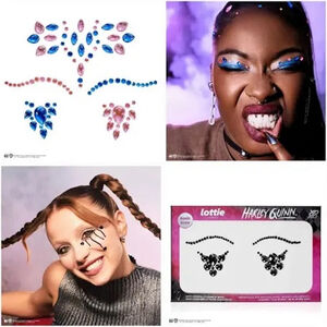 Lottie London Harley Quinn Face & Body Jewels One Size Blue Pink